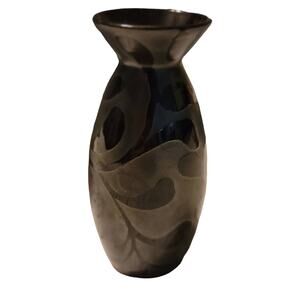 Black floral high gloss with Silvertone shimmer background 7" tall